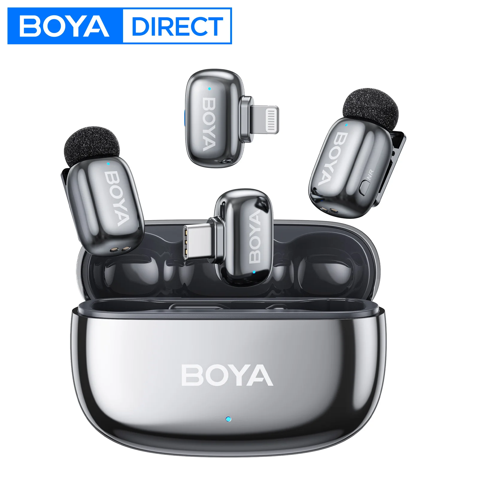 BOYA Mini 2 Wireless Lavalier Lapel Mini Microphone Noise Reduction for iPhone 6-17 USB-C Android SmartPhone PC Live Streaming