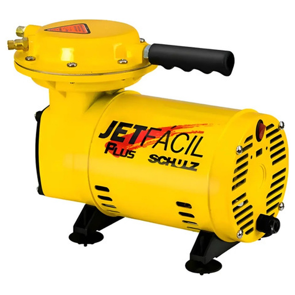 Motocompressor Ar Schulz Jetfácil Plus MS2,3 220V Monofásico 250W 40psi 65Lmin 9 Acessórios Amarelo