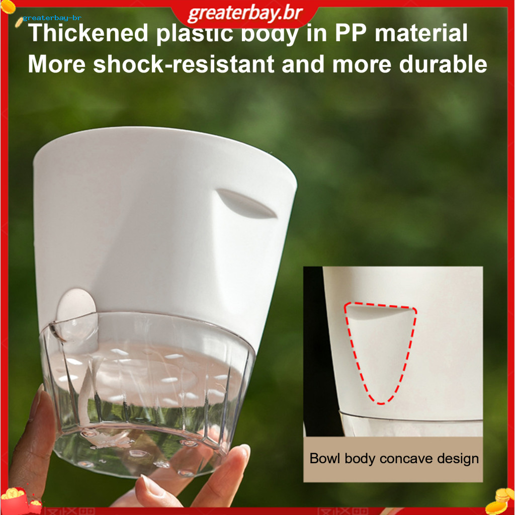 Flowerpot with Open Water Pour Port Self-absorbing Double-layer System Thickened Transparent Storage Basin for Easy Main