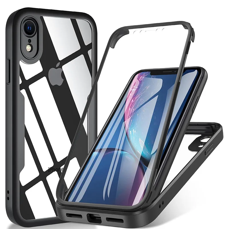 360 Degree Case For iPhone 15 14 13 12 11 Pro Max 14 Plus XS MAX XR Clear Cover Full Body Rugged Built-in Screen Protector Case