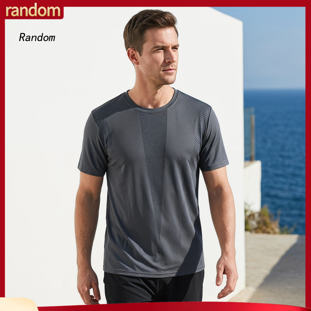Men Quick-drying Activewear Moisture-wicking Tee Men's Athletic T-shirt Breathable Quick-dry Summer Sports Mesh Loose Fi