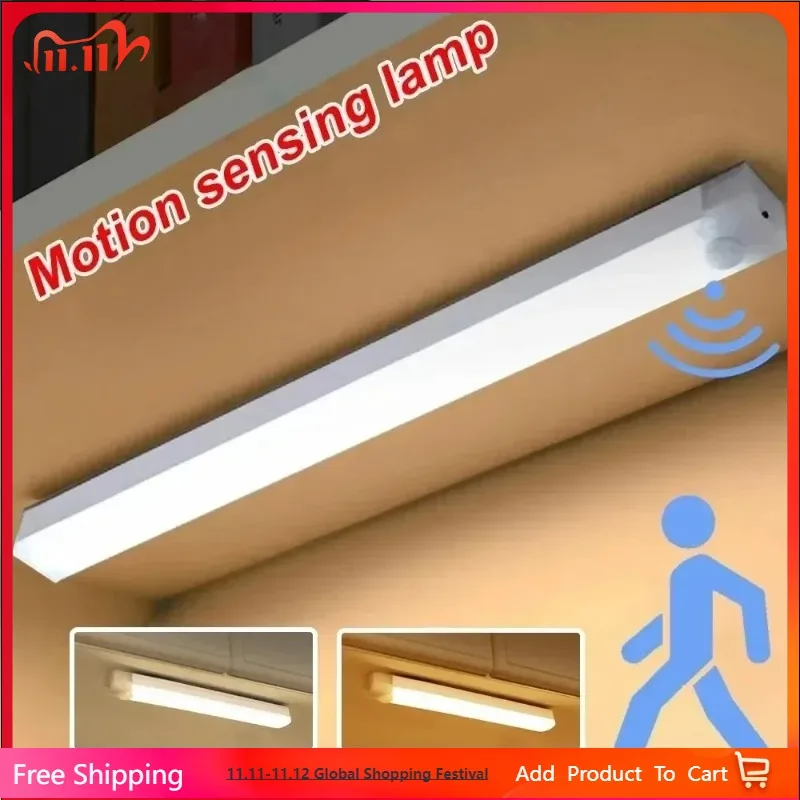 LED Motion Sensor Light Wireless LED Night Light Type C Rechargeable Light Cabinet Wardrobe Lamp Staircase Backlight For Kitchen