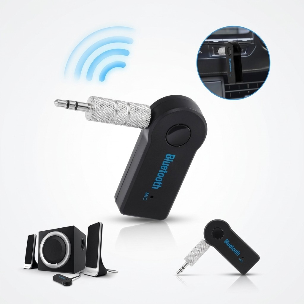 Receptor Bluetooth P2 3.5mm para Som Automotivo e Carro Adaptador Áudio Sem Fio com Microfone Hands Free