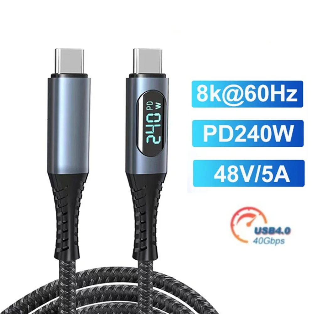 USB 4.0 Type C to Type C Cable Fast Charge Thunderbolt 4 8K 60Hz 40Gbps 240W Compatible With For PS5 Nintendo Switch MacBook Pro