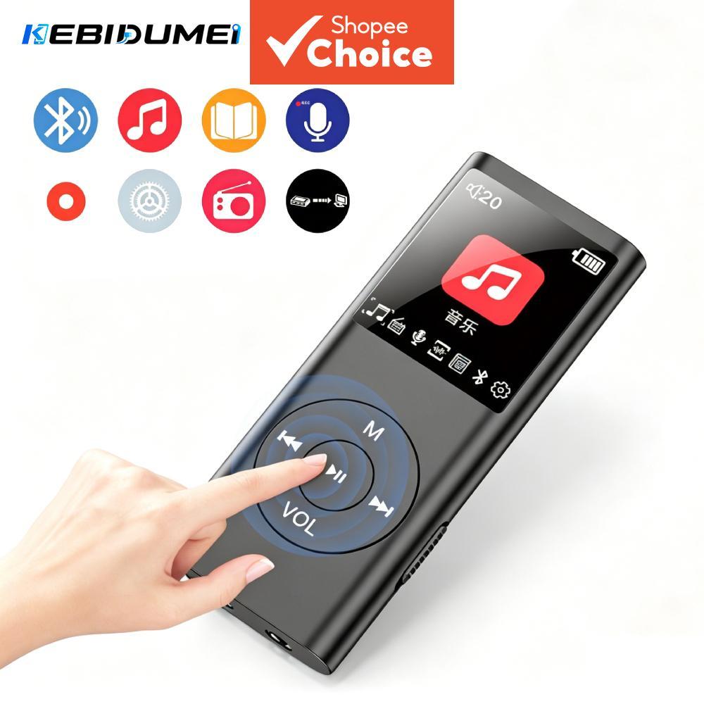 KEBIDUMEI MP3 portátil com display digital LCD, rádio FM, vídeo, Hi-Fi, reprodutor de e-books, Bluetooth, música sem