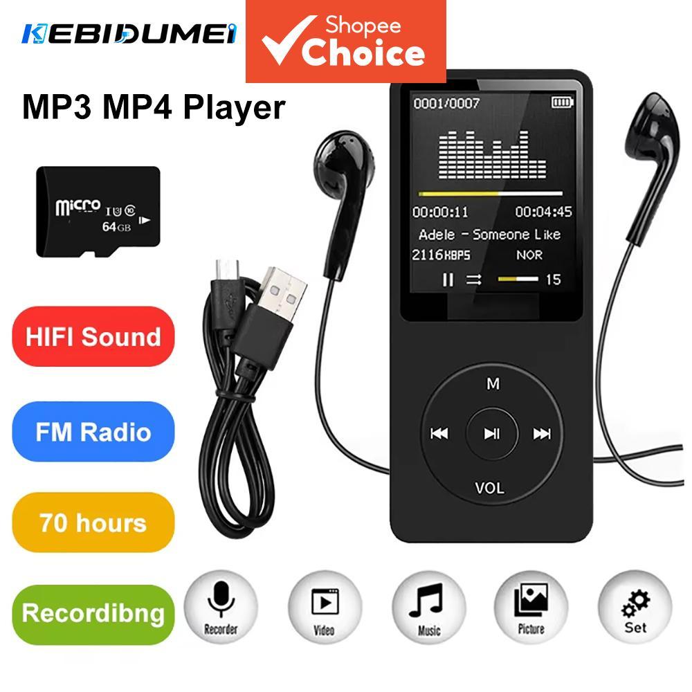 KEBIDUMEI MP3 Player MP4 Player com Display Digital LCD, Rádio FM, Reprodutor de Vídeo, E-books, Gravador, Walkman