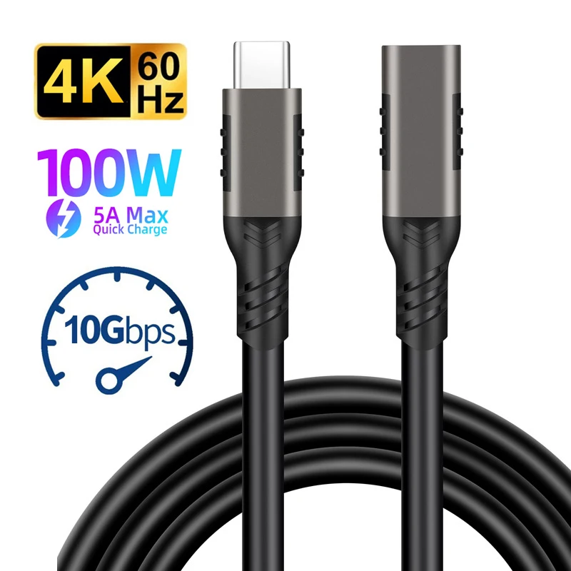 USB C Extension Cable Male to Female Type C USB3.2 10Gbps 100W Fast Charging Extender Cord USB-C for MacBook Pro Samsung Xiaomi