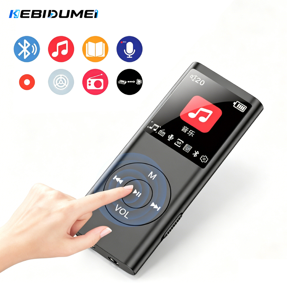 KEBIDUMEI MP3 portátil com rádio FM, visor digital LCD, vídeo, Hi-Fi, e-books, Bluetooth e reprodutor de música sem