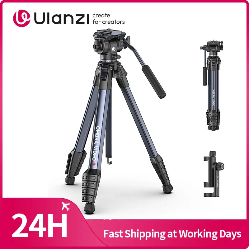 Ulanzi OMBRA VIDEO II Travel Tripod for Camera Smartphone Tripod with Panoramic Ball Head for Overhead Low-angle Shoot Arca