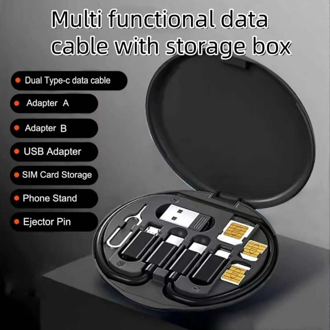 USB Data Cable with Fast Charging Function and Storage Box Multifunctional Digital and Electronic Small Accessories Storage Box