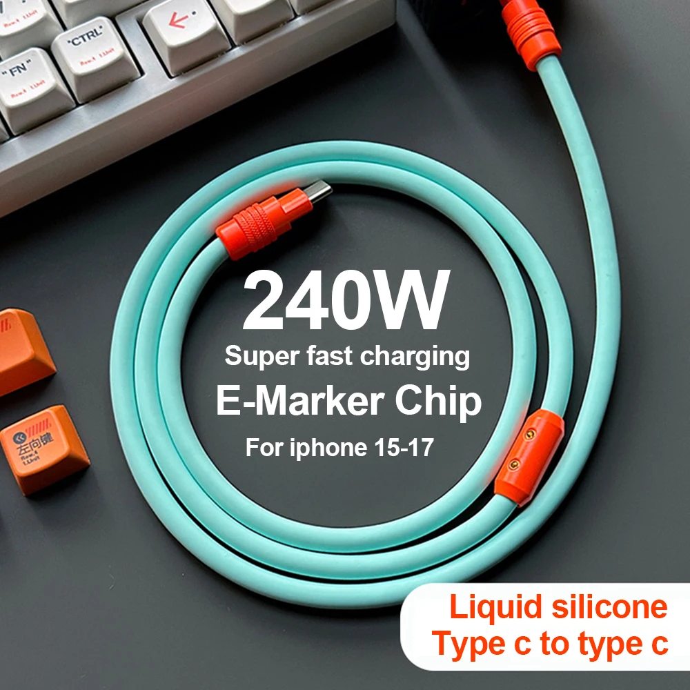 Liquid Silicone 240W USB C To Type C Fast Charging Cable Type C Data Cord For IPhone 17 16 15 Pro Max MacBook iPad Samsung S26
