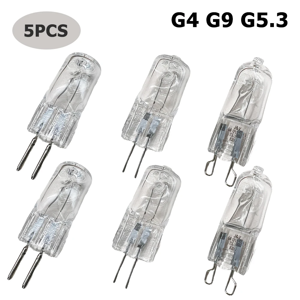 5pcs/Lot Mini 20W-60W Halogen Lamp G4 G9 G5.3 Warm White Light Bulb 12V 220V Mini Halogen Light for Home Chandelier Spotlight