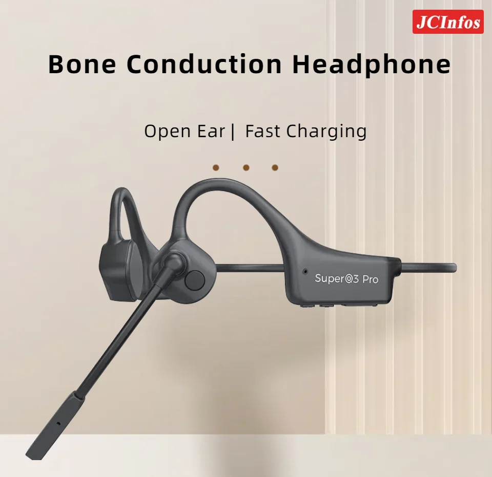 Wireless Bluetooth Headset Bone Conduction Earphones Fast Charge Sports Gaming Headphones with Dual CVC8.0 Noise-canceling Mic