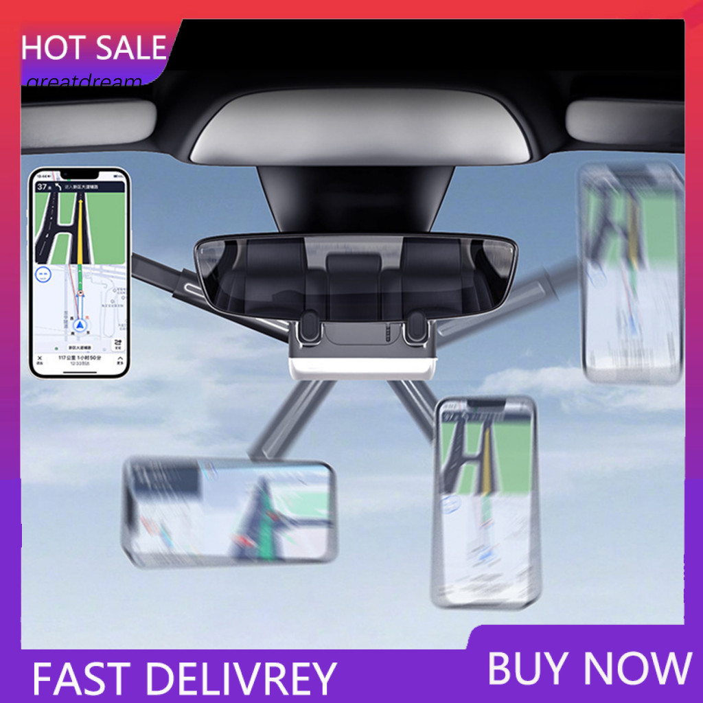 Universal Car Mirror Mount Steel Wire Magnetic Phone Holder for Rear View Adjustable Telescopic Rod High Stability Easy