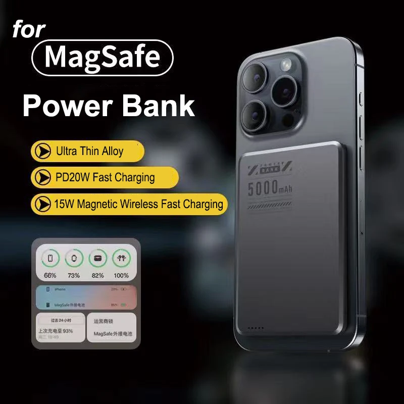 Ultra Slim Magnetic Power Bank Qi2 Wireless Powerbank Portable External Battery for Magsafe for iPhone 16 Samsung Huawei Xiaomi