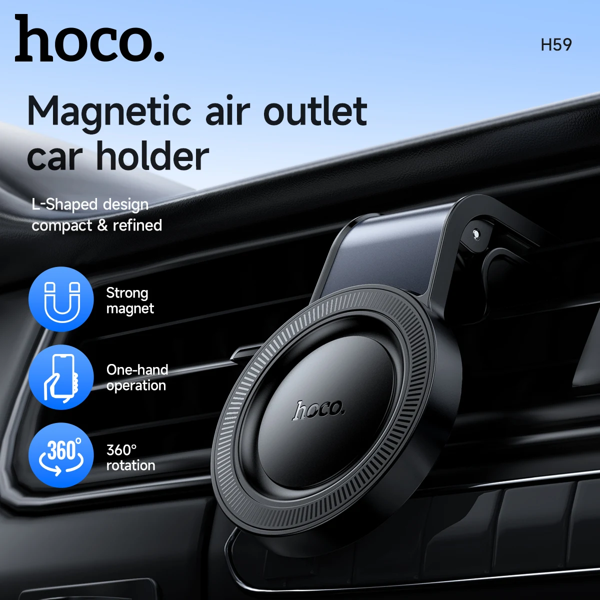 HOCO Universal Magnetic Air Vent Phone Holder In Car For iPhone 17 16 15Pro Max Strong Magnet Handsfree Clip Bracket For Samsung