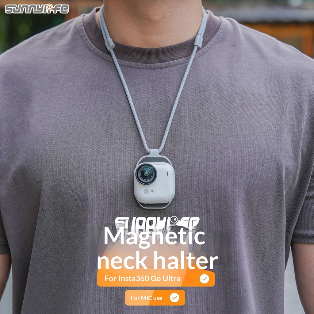 Sunnylife Adequado para Insta360 Go Ultra Peito Magnético Halter Neck Primeira Pessoa Tiro MIC Halter Neck