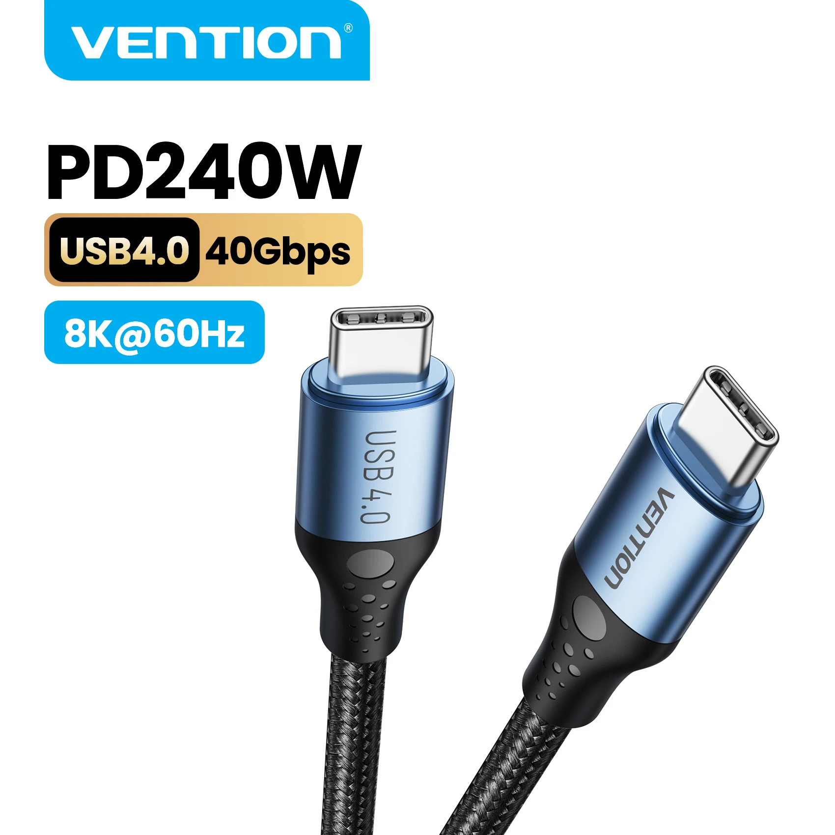 Vention 240W USB Type C Cable 5A 40Gbps for PS5 Nintendo Switch Samsung Galaxy MacBook Pro USB 4.0 PD Fast Charging USB C Cable