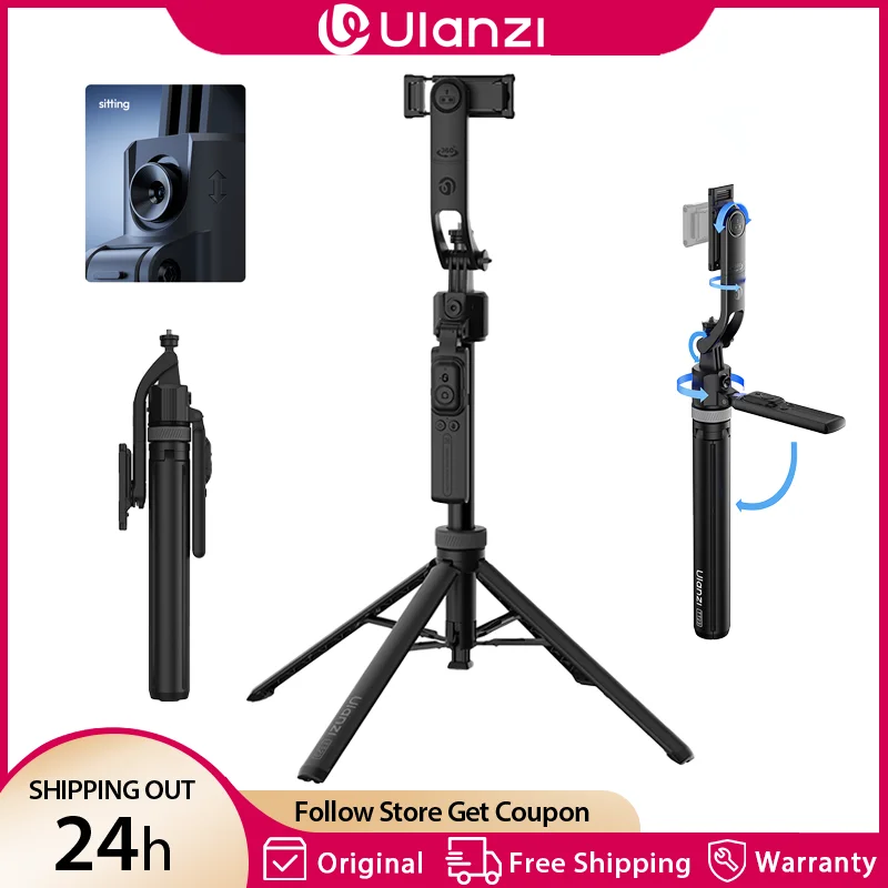 Ulanzi TT23 1.63M Auto Tracking Selfie Stick Quad-Leg Phone Tripod Stand with 10M Remote Control Gesture Control for Camera Vlog