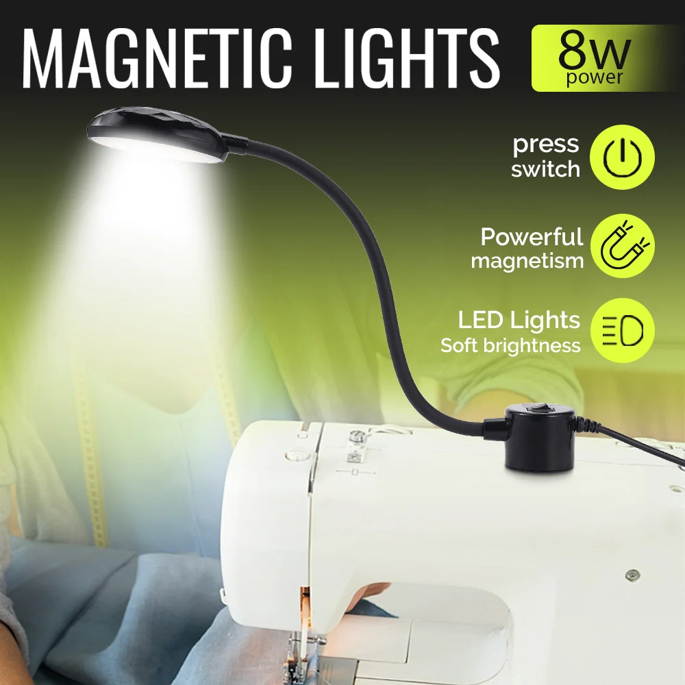 LED Sewing Machine Light Industrial Lighting Lamp Flexible Magnetic Working Light For Lathe Drill Presses Workbenches EU/US Plug