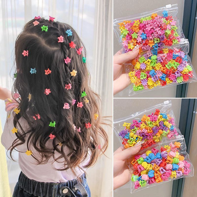 100 Pçs Mini Flor Grampos De Cabelo Conjunto Estilo Coreano Bonito Bebê Meninas Acessórios Para O Clipes Laterais Colori