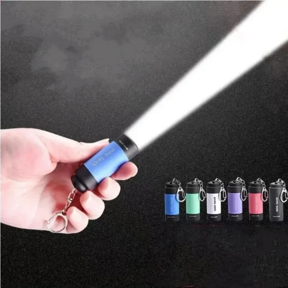 1PC Mini Keychain Lamp USB Rechargeable LED Multifunctional Strong Light Pocket Keychain Flashlight Home Outdoor Hiking Camping