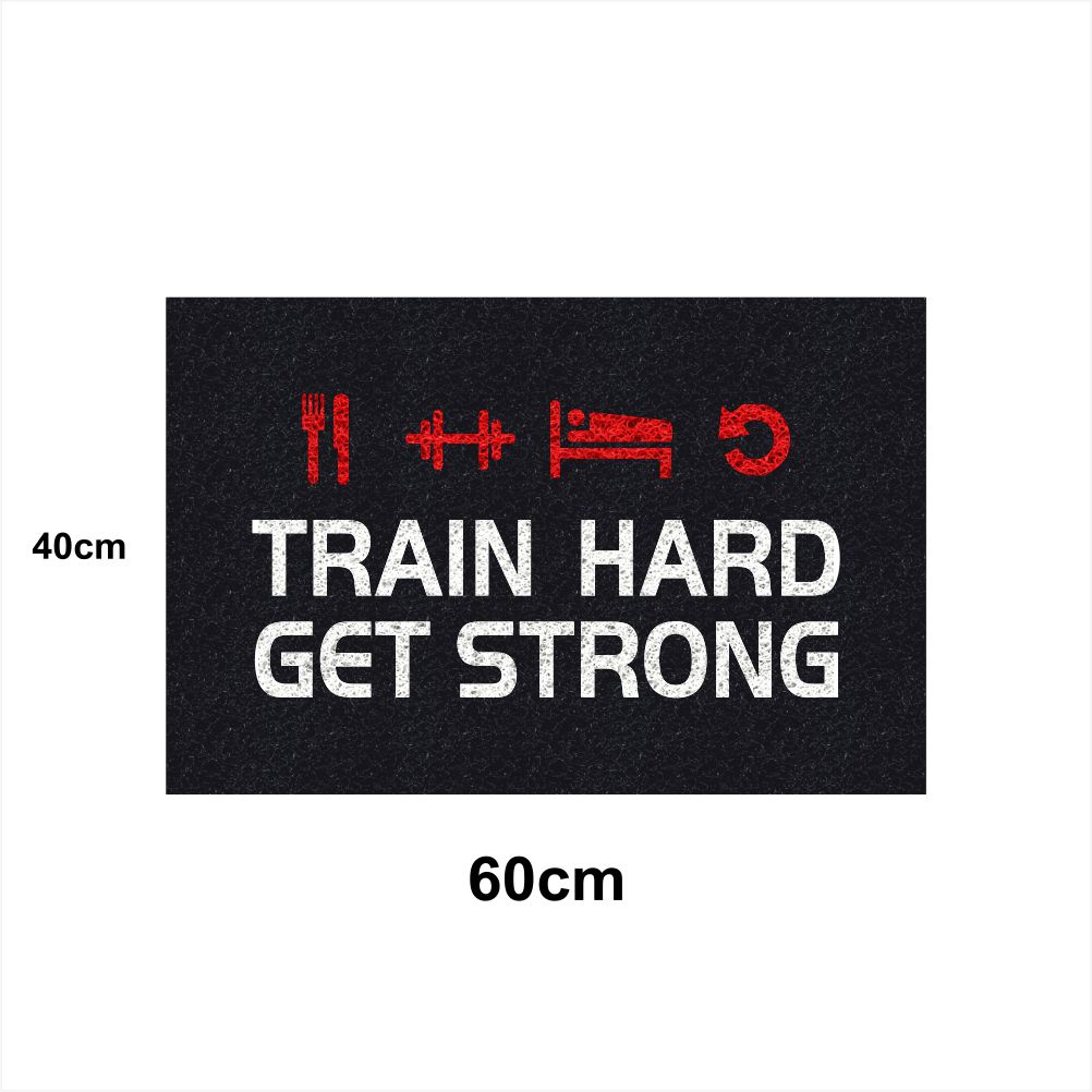 Tapete Capacho Train Hard 60x40 Treino Academia Musculação