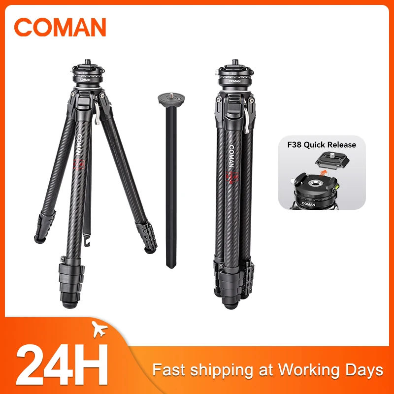COMAN Zero F38 Compact Carbon Fiber Tripod Lightweight Travel Tripod With F38 Quick Release Plate For Dslr Camera Photography