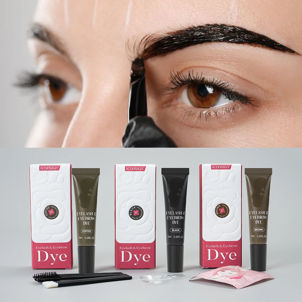 ICONSIGN Camellia Eyebrow Dye Kit 8-10 Min Fast Stain No Mix Vegan Formula Eco Gift Box Sensitive Skin Safe Beauty Makeup Tools