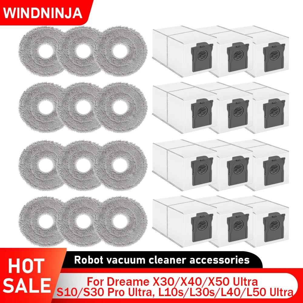 Pano De Esfregão Para Dreame X30/X50 Ultra , L10s/L30s/L40/L50 S10/S30 Pro Sacos De Pó A Vácuo Peças