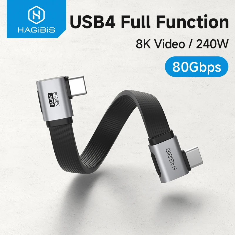Hagibis USB C to USB C Cable Short 90 Degree Right Angle Type-C Fast Charging Cord L Shape for iPhone 17 Laptop Switch Samsung