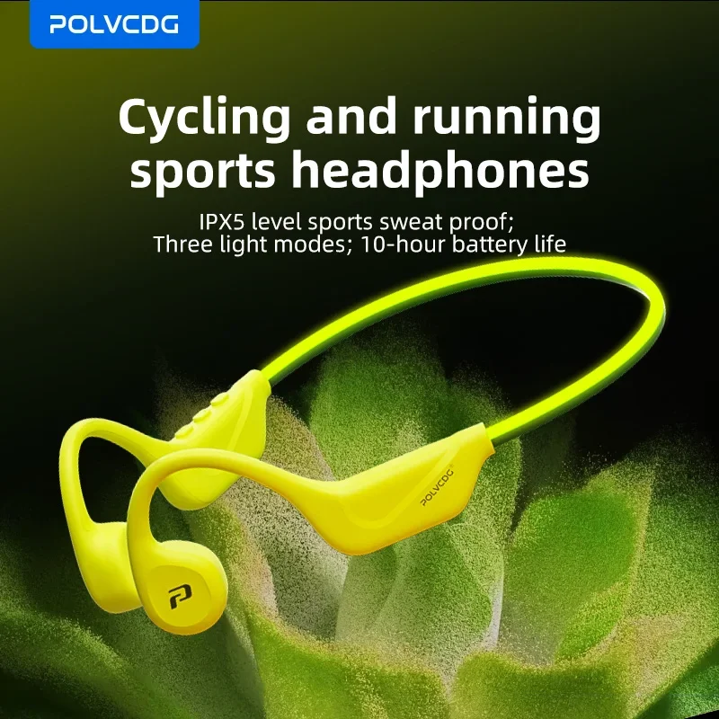 POLVCDG X1pro Bone Conduction Earphones with Illumination IPX5 Night Running Night Light Bluetooth Earphones Cycling Earphones
