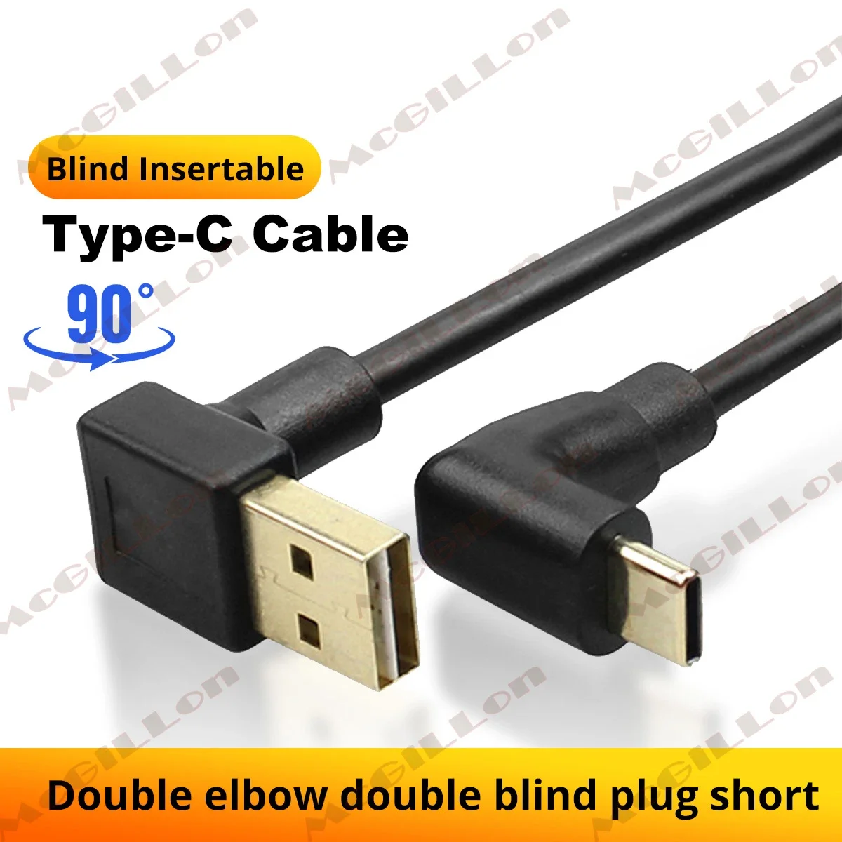 0.25m/0.5m Short Data Cable 90 Degree Elbow USB A To Type C Fast Charging Cable For Iphone 15 16 Xiaomi Samsung Huawei Tablet