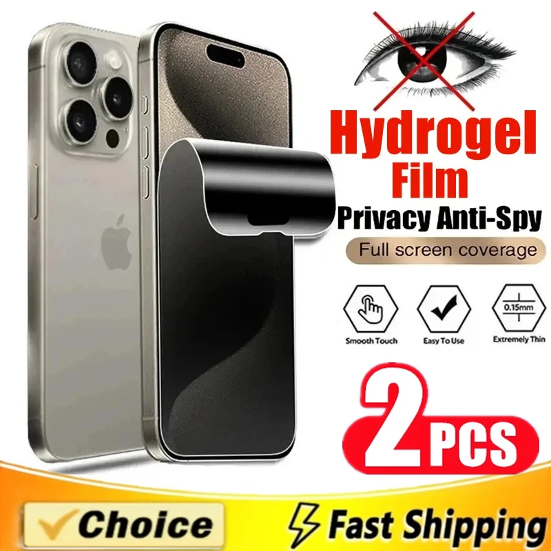 2Pcs Anti-Spy Hydrogel Film for IPhone 13 12 11 14 15 Pro Max Mini 7 16 Plus Privacy Screen Protector for IPhone XS MAX X XR SE