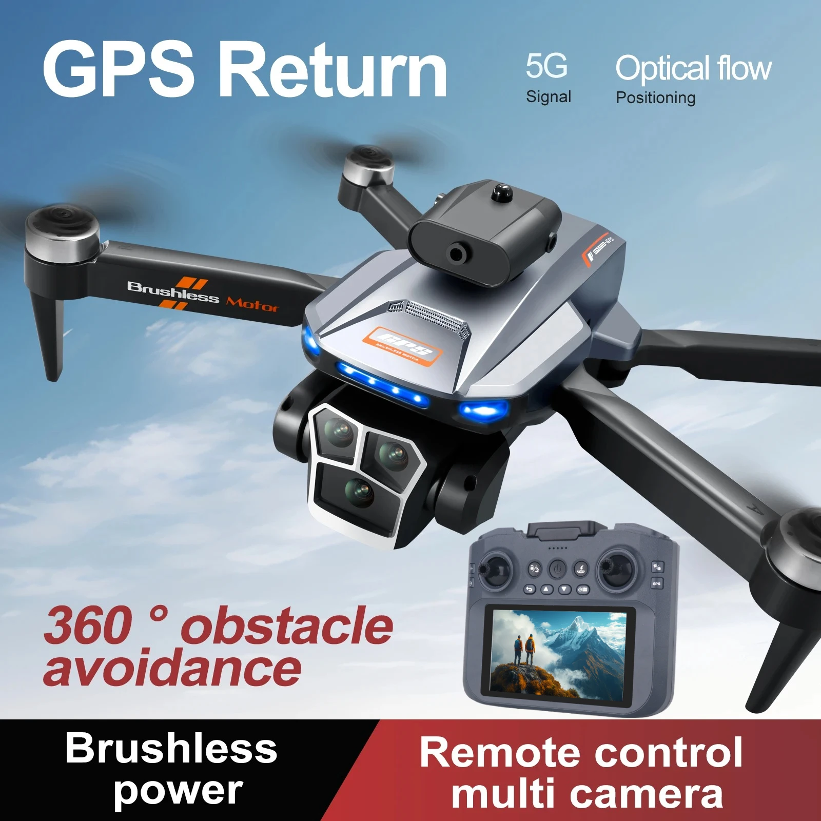 S158 professional drone 10km GPS low battery out control one click return dual camera optical flow four sided obstacle avoidance