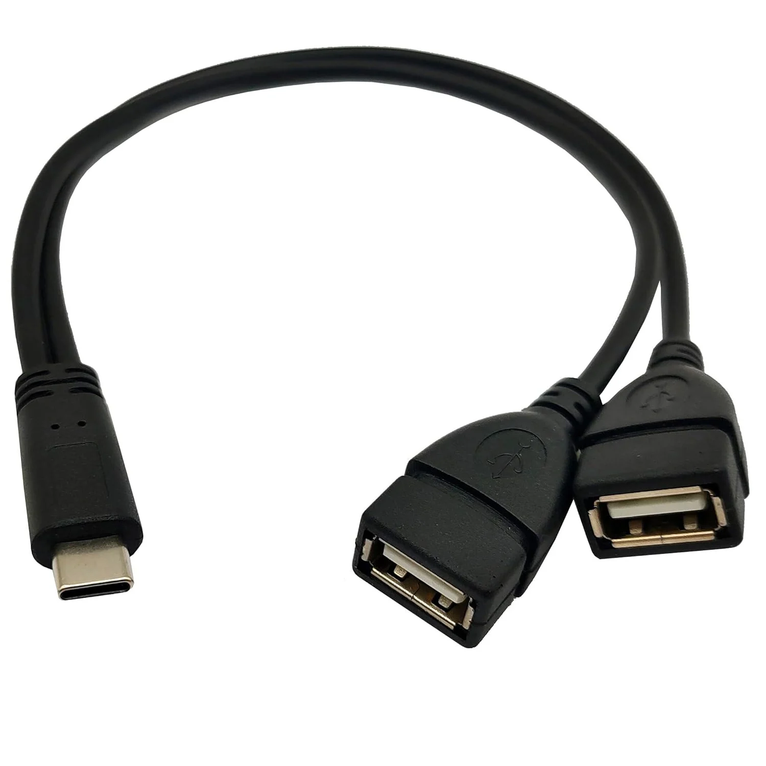 USB Type C Male to Dual 2 USB 2.0 A Female Port Y Splitter Charger Adapter 2 in 1 Fast Charging Cord Cable for Car Fan Phone Led