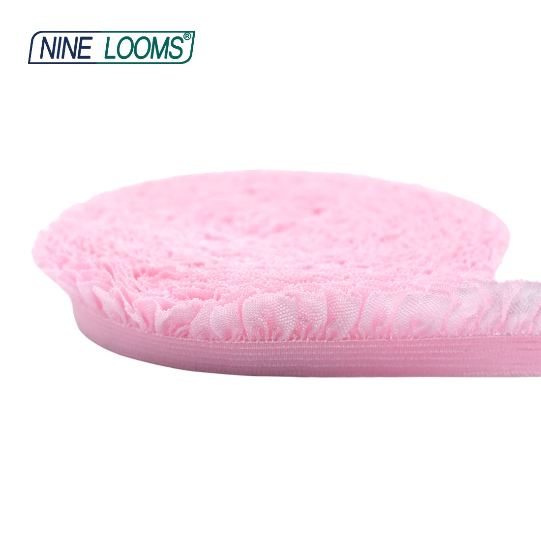 NINE LOOMS Shiny Frilly Lace Trim Elastics 5/8