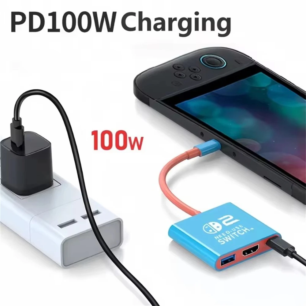Docking Station for Nintendo Switch 2,4K 60Hz TYPE-C Hub with HDMI and USB-C 3.0 PD100W Charge Perfect for Switch 2/Switch/OLED