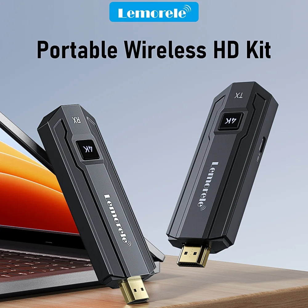 Lemorele 4K Wireless HDMI Transceiver Video Transmitter and Receiver Low Latency for PC Camera Projector TV Gaming Home Theater