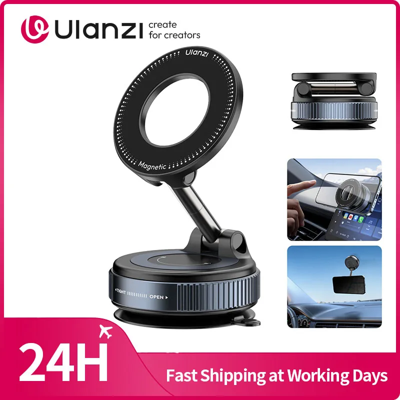 Ulanzi SK-25 Vacuum Suction MagMount Magnetic Phone Mount Suction for iPhone 16 15 14 13 for Car Window Dashboard