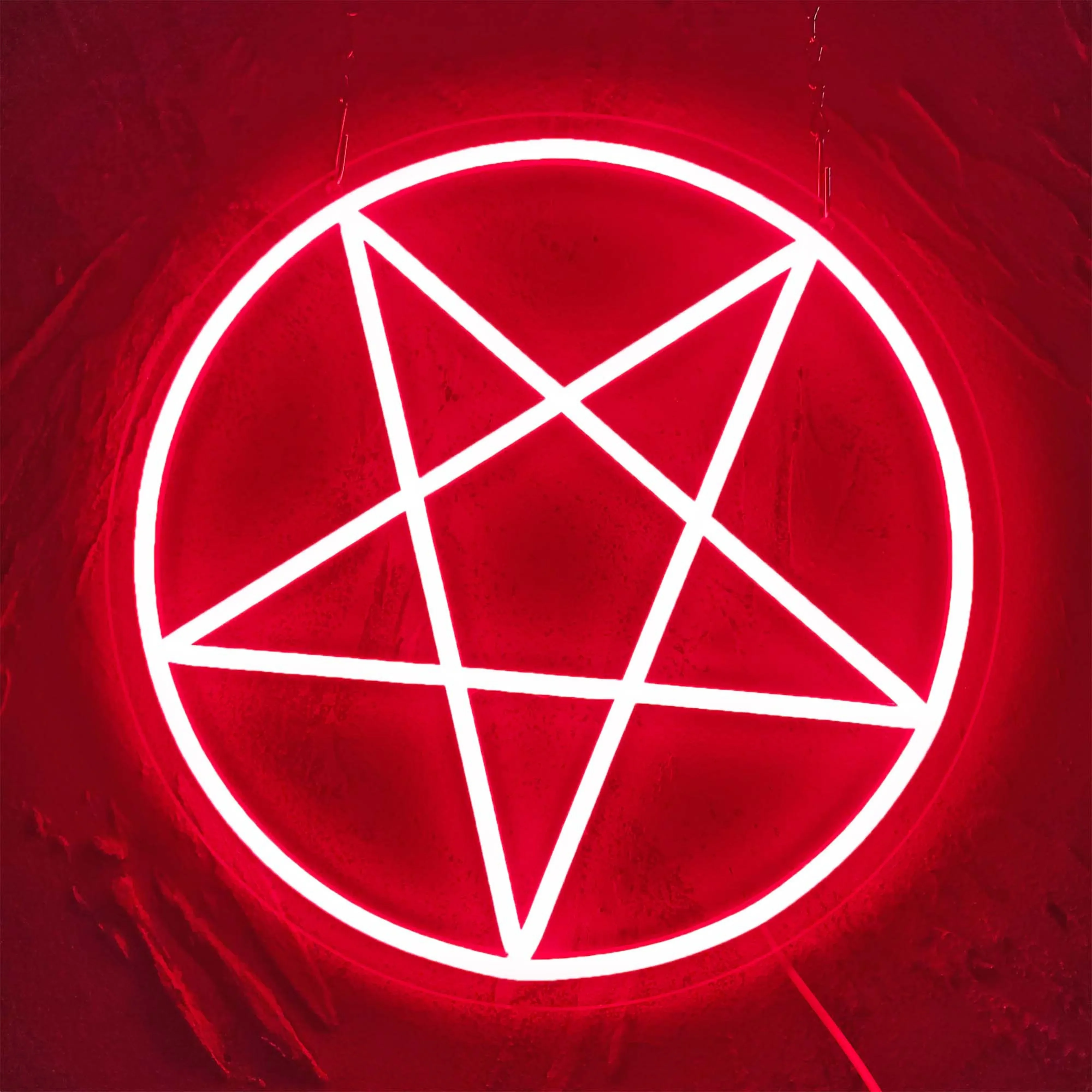 1pc Led Inverted Pentagram Sign,  USB Powered Neon Sign For Bar, Shop, Store, Garage, Workshop, Living Room, Lighting Wall Décor