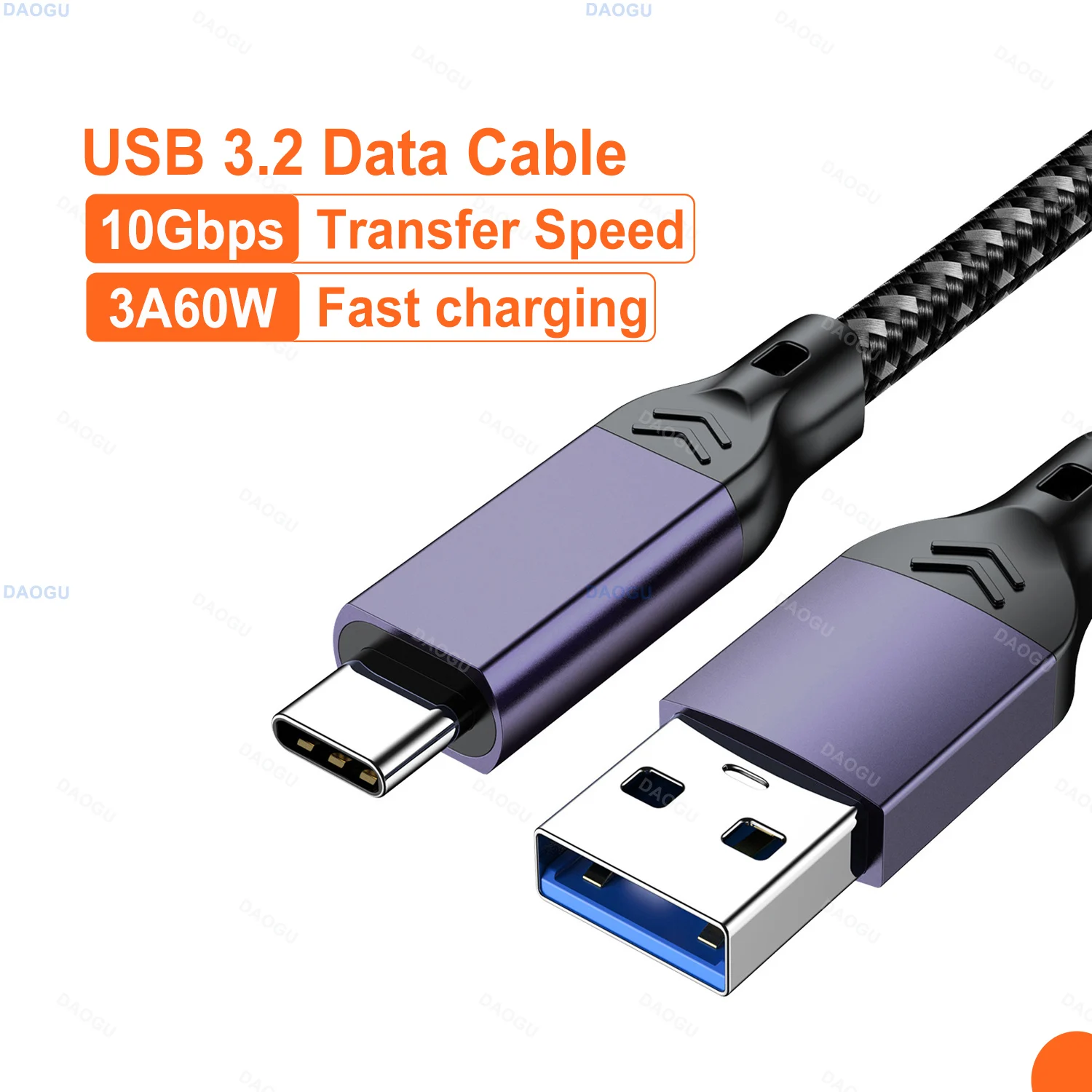 10Gbps USB3.2 Gen2 Cable USB Type C Data Cord for External Hard Drive Disk 60W Fast Charging Cable for Laptop Moblie Phone 3.2