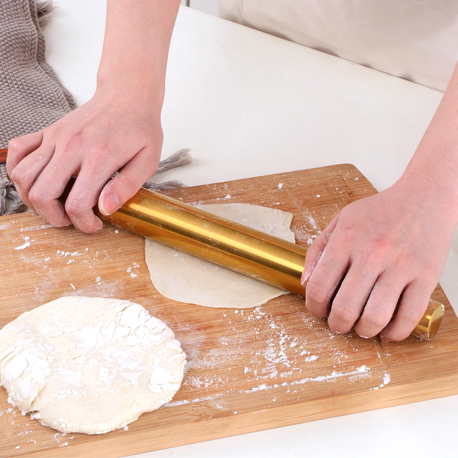 1 PCS Stainless Steel Matt Sanding Rolling Pin Pizza Pasta Non-Stick Cake Accessories Kitchen Roller Baking Tools