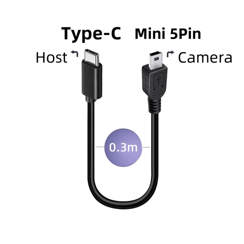Type-C to Mini USB Cable USB C to Mini 5Pin OTG Fast Data Sync Charger Cable for MP3 MP4 Player Car DVR GPS Digital Camera HDD