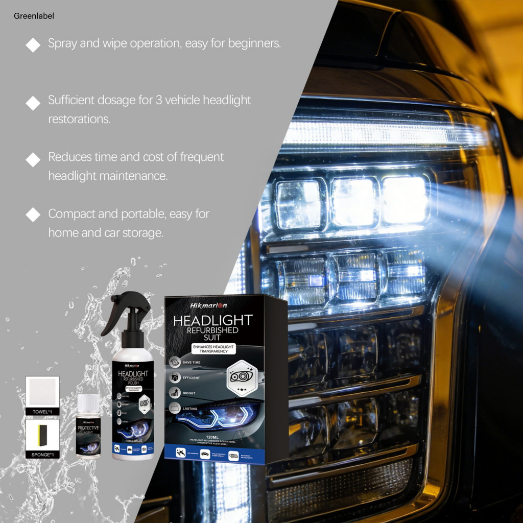 Headlight Restoration Spray Durable Car Wax Kit for Cars – Remove Yellow Haze Uv Protection Lens Polish Cleaner Restor