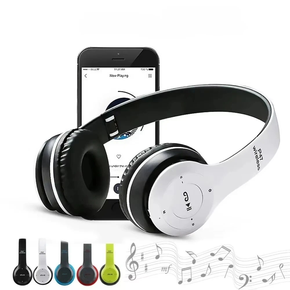 P47 Wireless Bluetooth Headphone With Microphone Foldable Headsets Bass HiFi Sound Music Stereo Earphone For Smartphones TV Game