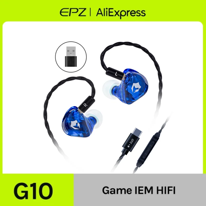 EPZ G10 Earphones Wired HIFI 10MM LCP Dynamic Driver IEM In Ear Monitor 0.78 2 Pin Detachable Cable Earbuds Gaming Headset