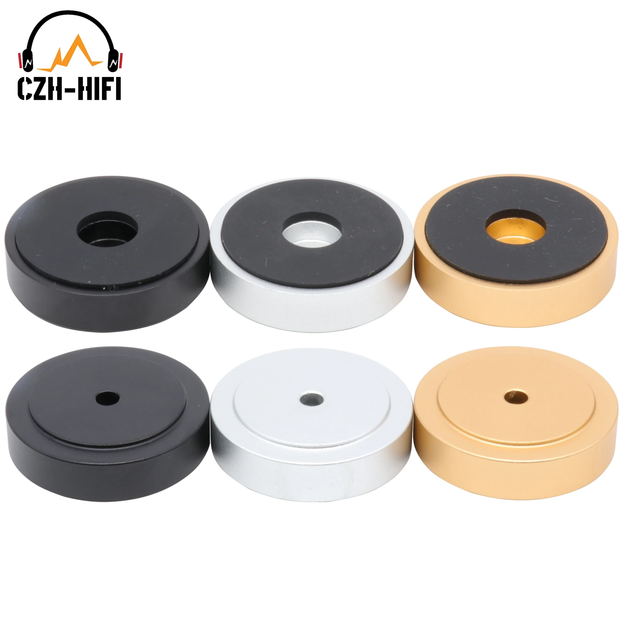 4pcs 40x10mm Audio Isolation Stand Base Feet Solid Aluminum Speaker Subwoofer Spike Cone Shockproof Pad Turntable CD Player DAC
