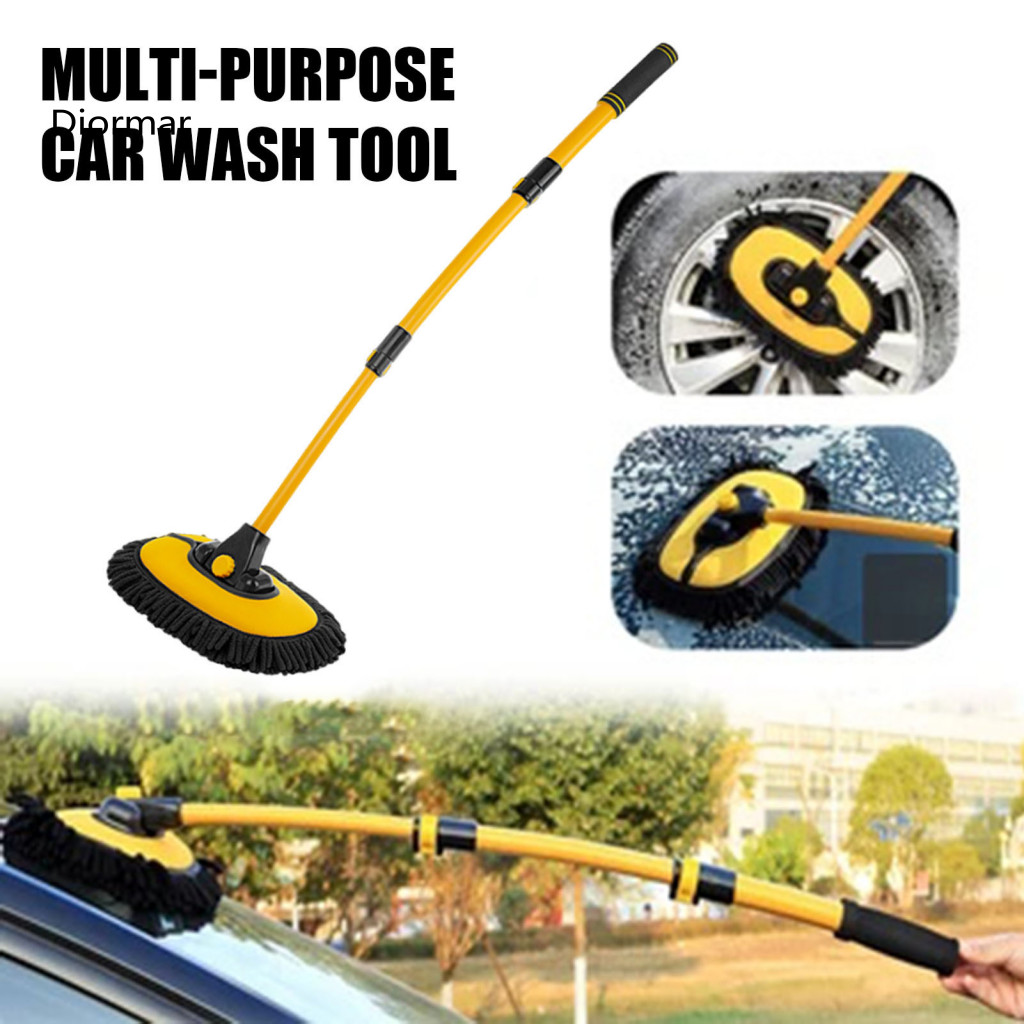 Car Roof Tool Retractable Wash Mop Brush Kit with Extendable Long Handle Scratch-free Rotatable Head Design for Window S