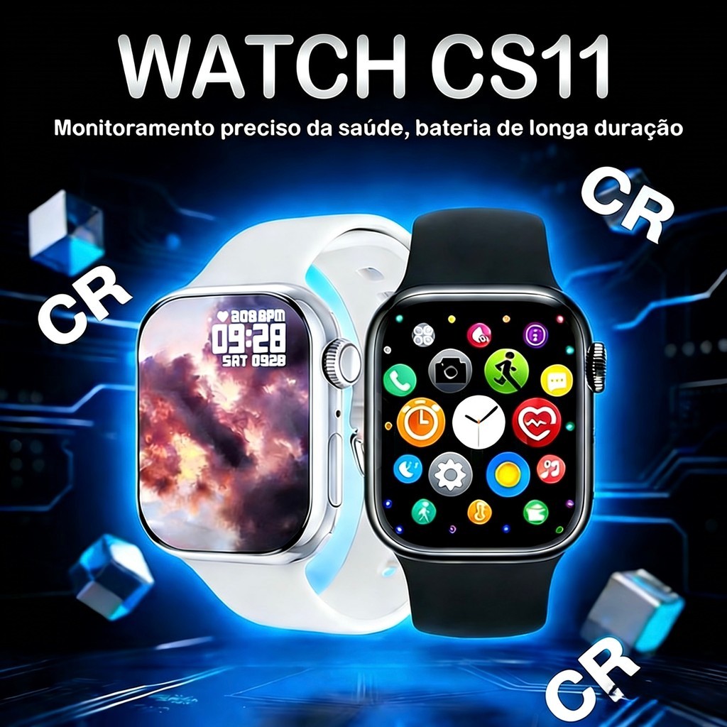 Smartwatch CS11 2.01” Big Screen 47mm Bluetooth Monitor Cardíaco Esportes + Pulseiras